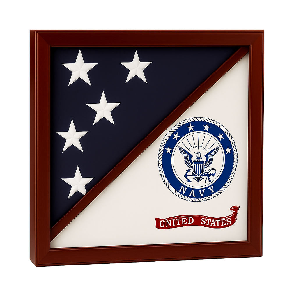 2 Flags Display Case - Navy Flag and American Flag The Military Gift Store