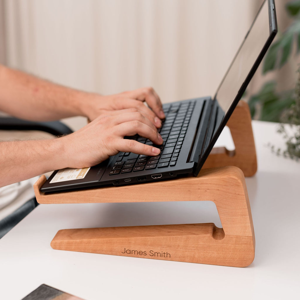 Dual Wooden Laptop Dock – Solid Wood - SJB-DIAMOND ELITES
