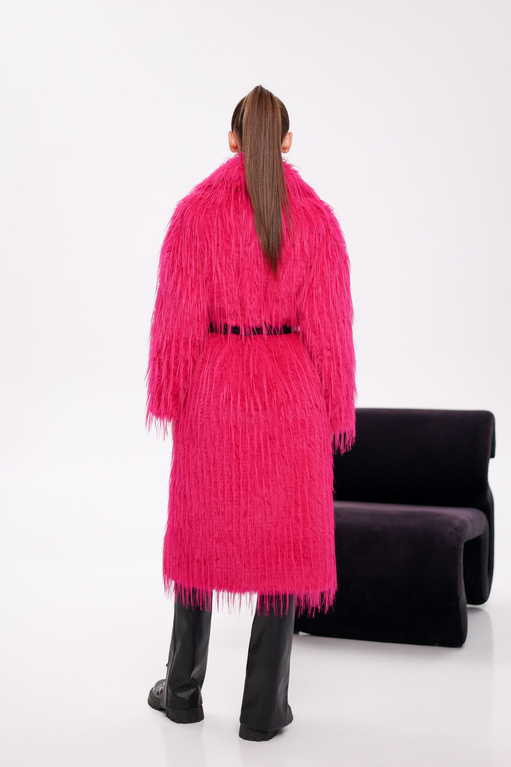 Faux Ostrich Effect Fur Coat - SJB-DIAMOND ELITES