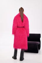 Faux Ostrich Effect Fur Coat - SJB-DIAMOND ELITES