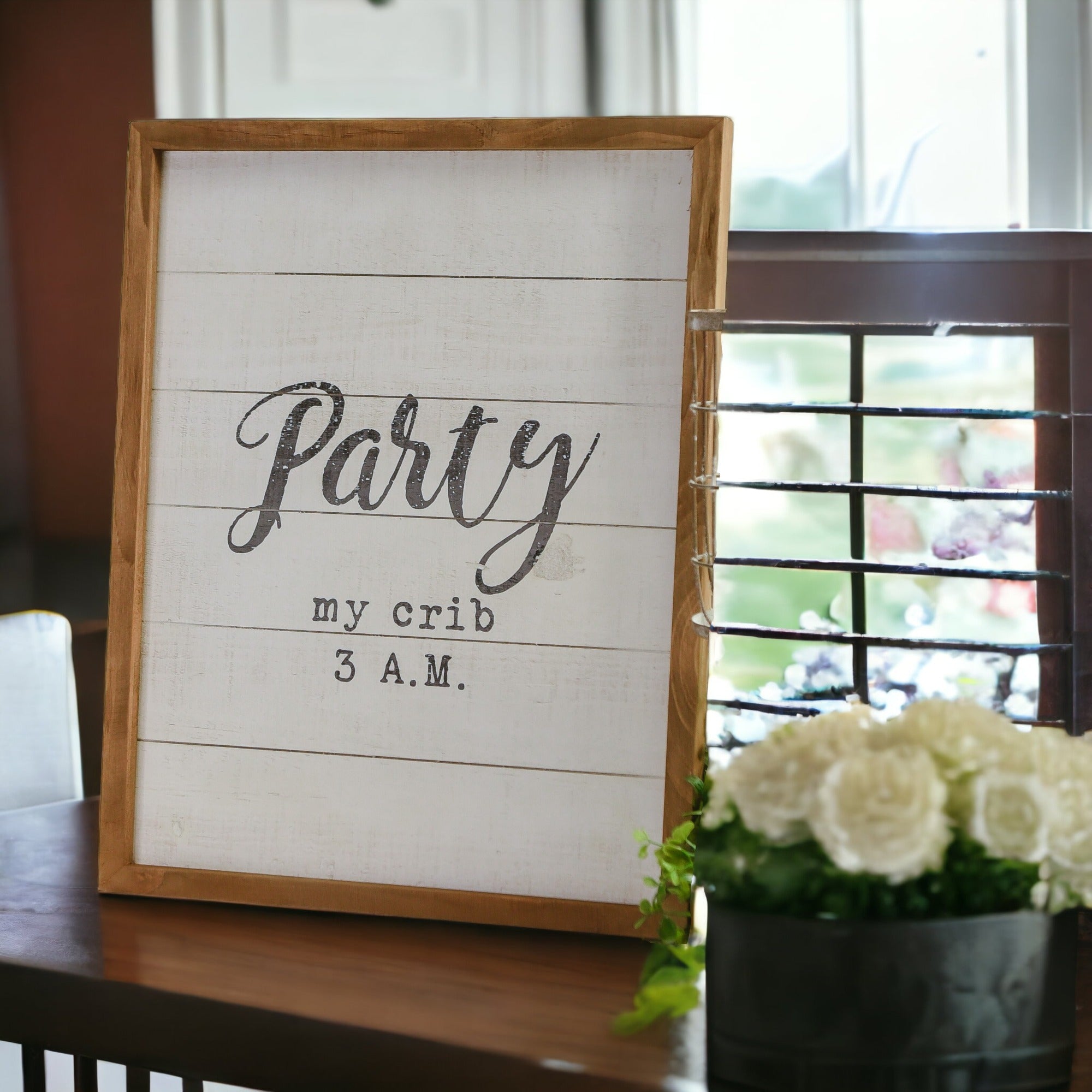 Rustic Wooden Nursery Sign Crib Party Party My Crib 3 AM Baby Shower Gift Handmade 16 x 20 BandsCo Straps