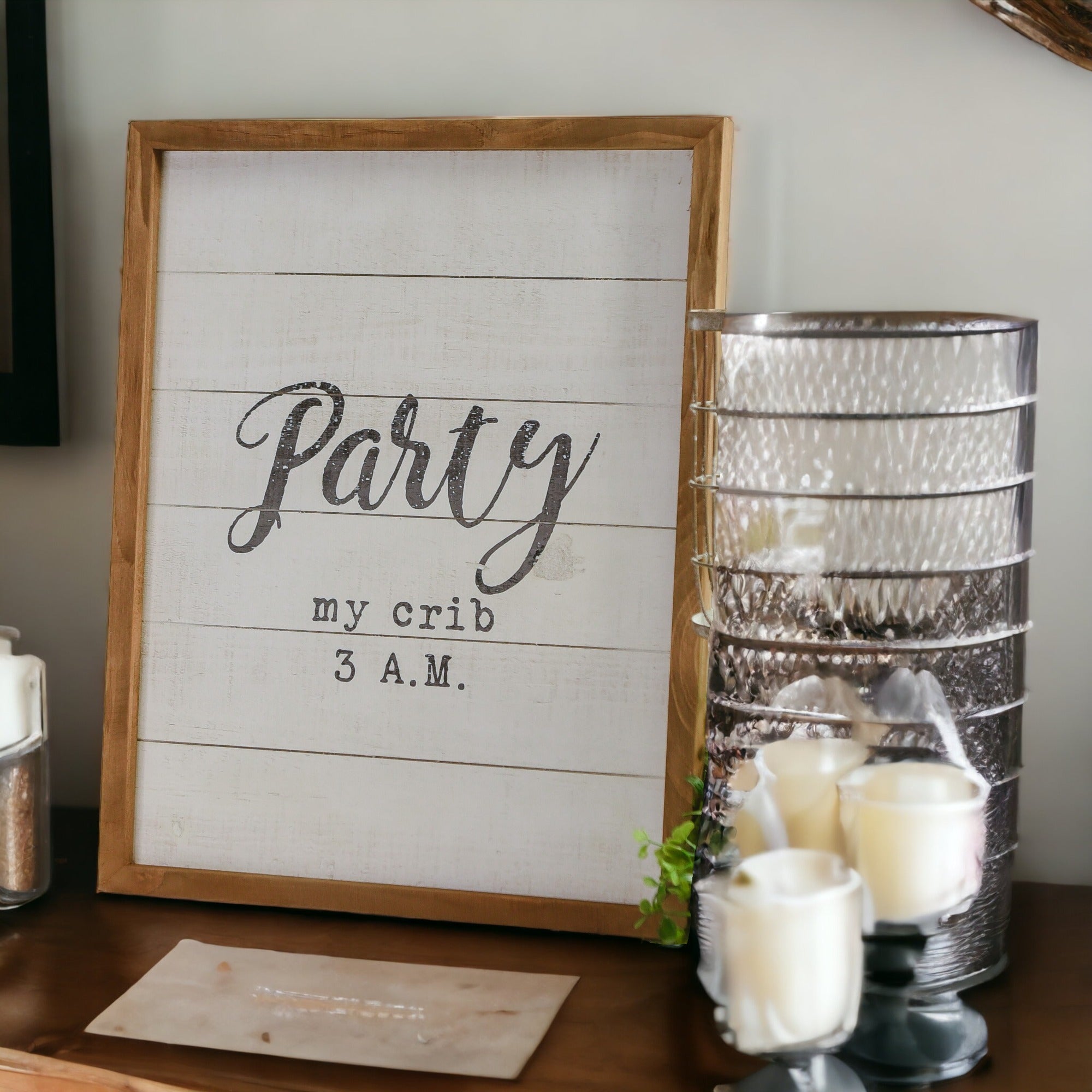 Rustic Wooden Nursery Sign Crib Party Party My Crib 3 AM Baby Shower Gift Handmade 16 x 20 BandsCo Straps