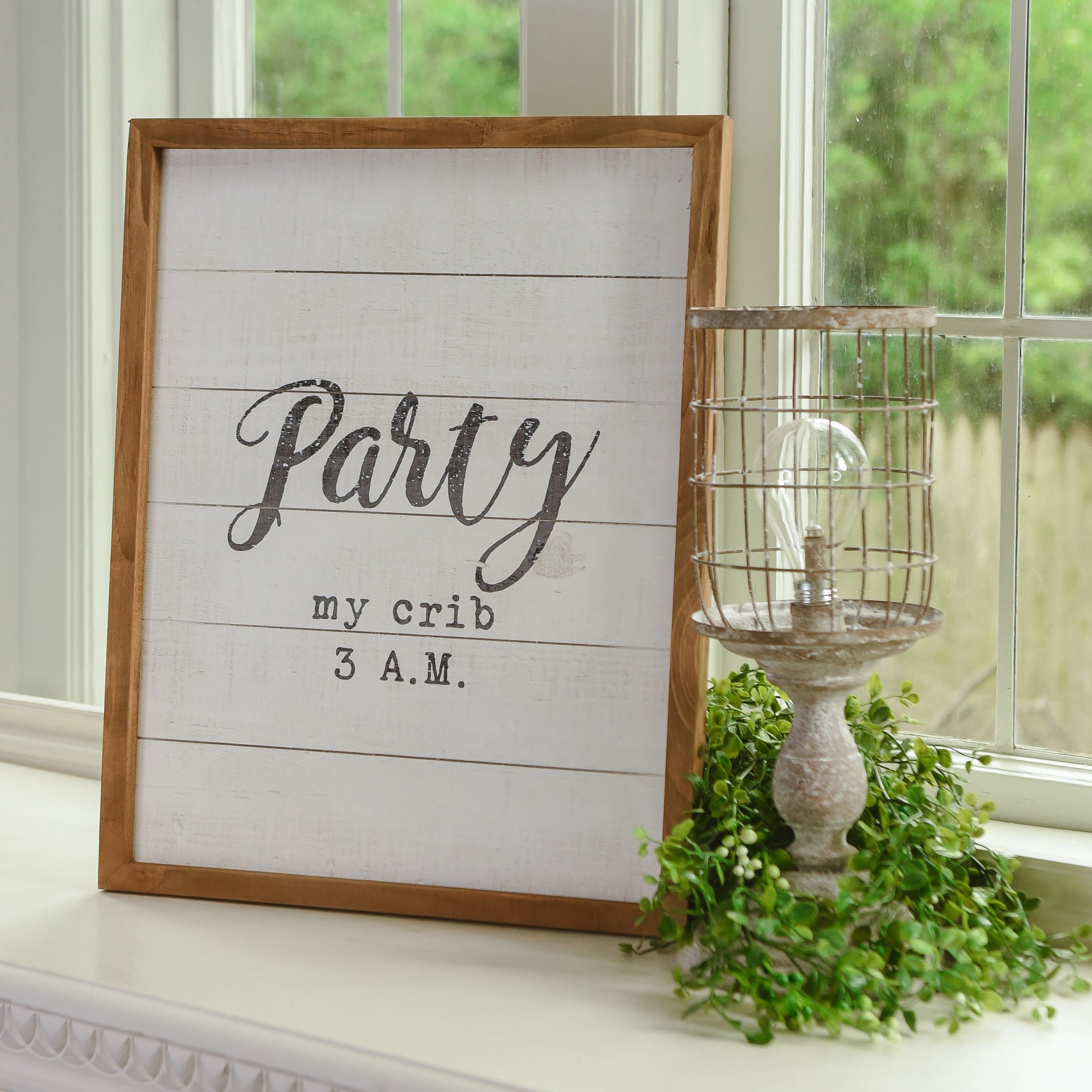 Rustic Wooden Nursery Sign Crib Party Party My Crib 3 AM Baby Shower Gift Handmade 16 x 20 BandsCo Straps