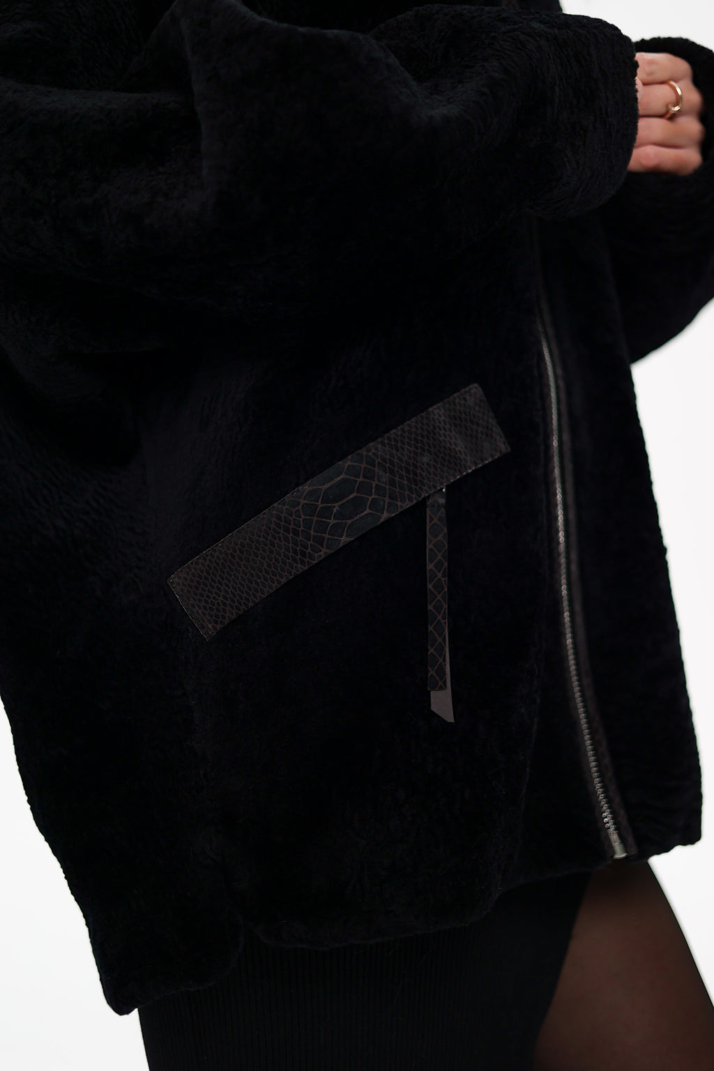 Palermo Genuine Astrakhan Silver Fox Trim Coat - SJB-DIAMOND ELITES