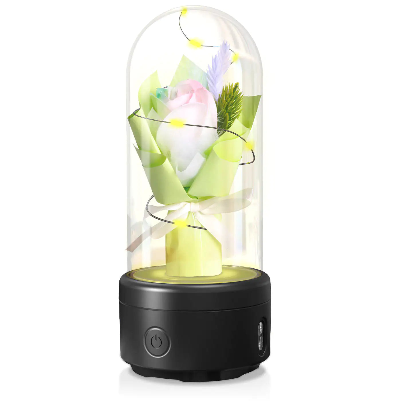 Creative 2 In 1 Bouquet LED Light And Bluetooth-compatible Speaker Mother's Day Gift Rose Luminous Night Light Ornament In Glass Cover Pi-Mart