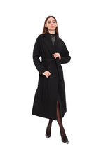 Pre-Order. Re-Stock Ships February 2026. Cambridge Comfort Wraparound Wool Cashmere Coat in Black