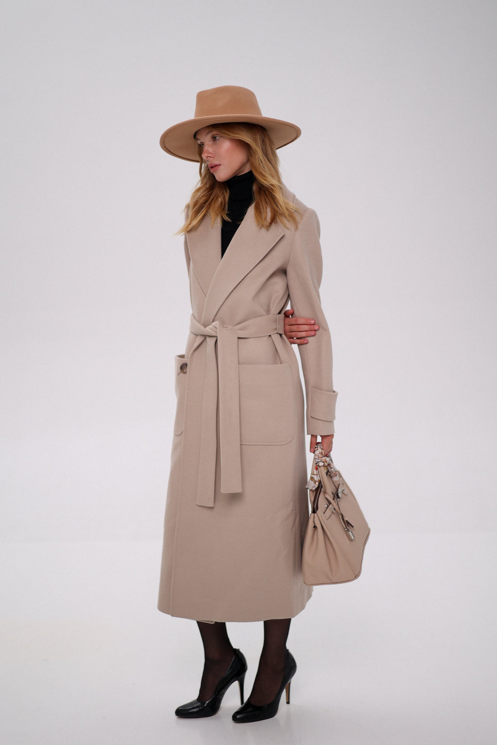 Eliza Classic Cashmere Wool Blend Overcoat in Nude - SJB-DIAMOND ELITES