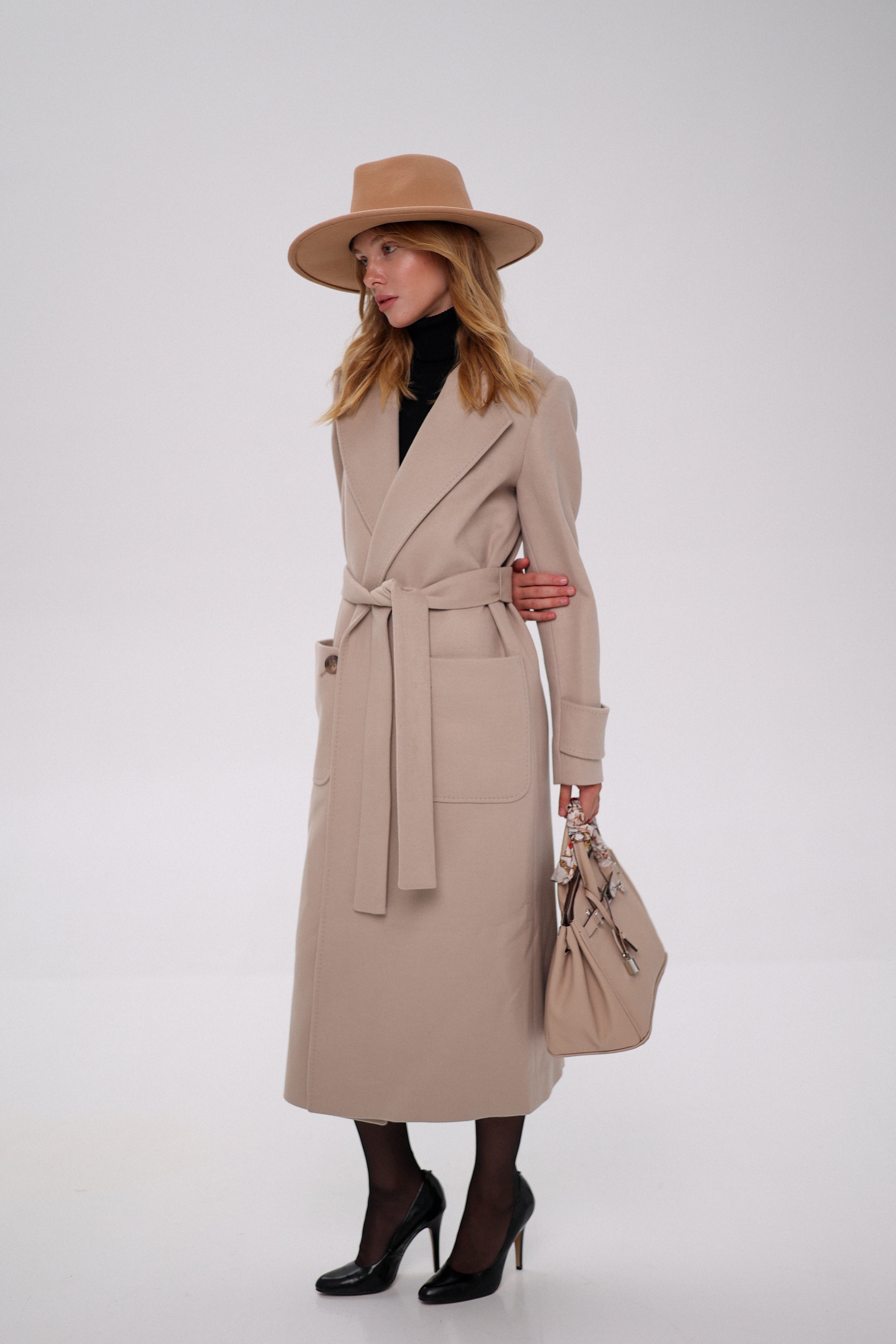 Eliza Classic Cashmere Wool Blend Overcoat in Nude - SJB-DIAMOND ELITES