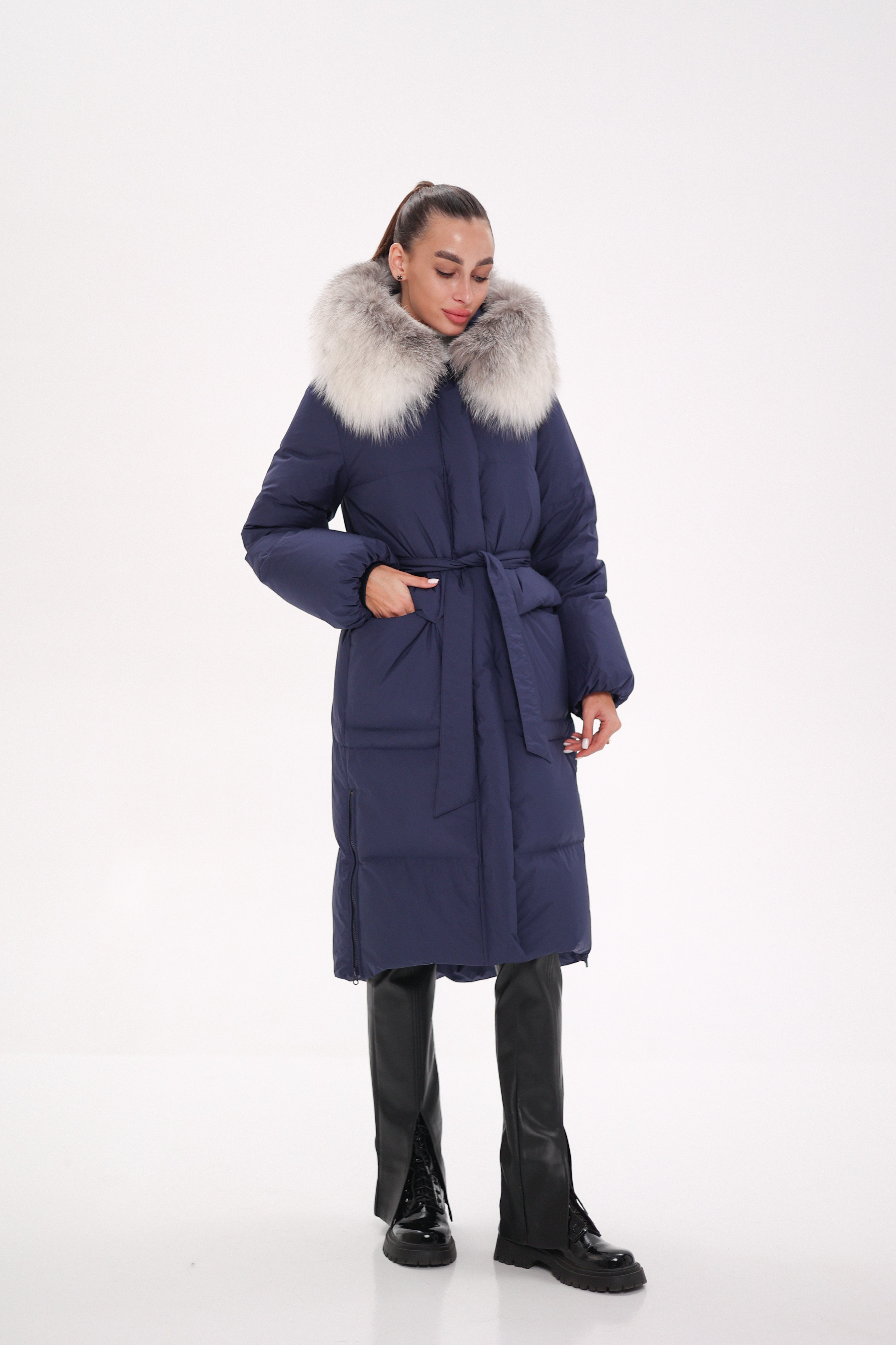 Genuine Silver Fox Down Fill Coat - SJB-DIAMOND ELITES