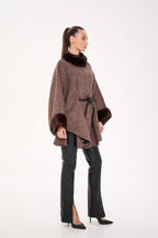 Genuine Scandinavian Mink Fur Double Face Wool Poncho - SJB-DIAMOND ELITES