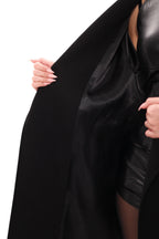 Pre-Order. Re-Stock Ships February 2026. Cambridge Comfort Wraparound Wool Cashmere Coat in Black