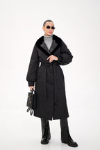 Genuine Mink Fur Real Python Leather Trim Coat - SJB-DIAMOND ELITES