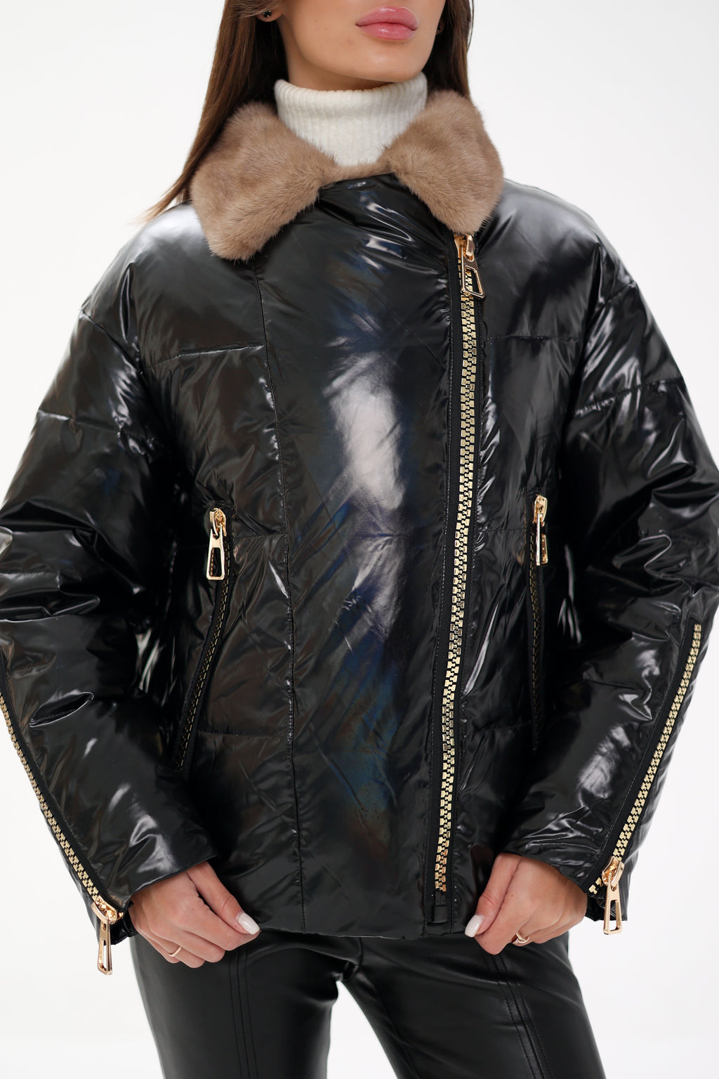 Genuine Mink Fur Down Fill Jacket - SJB-DIAMOND ELITES