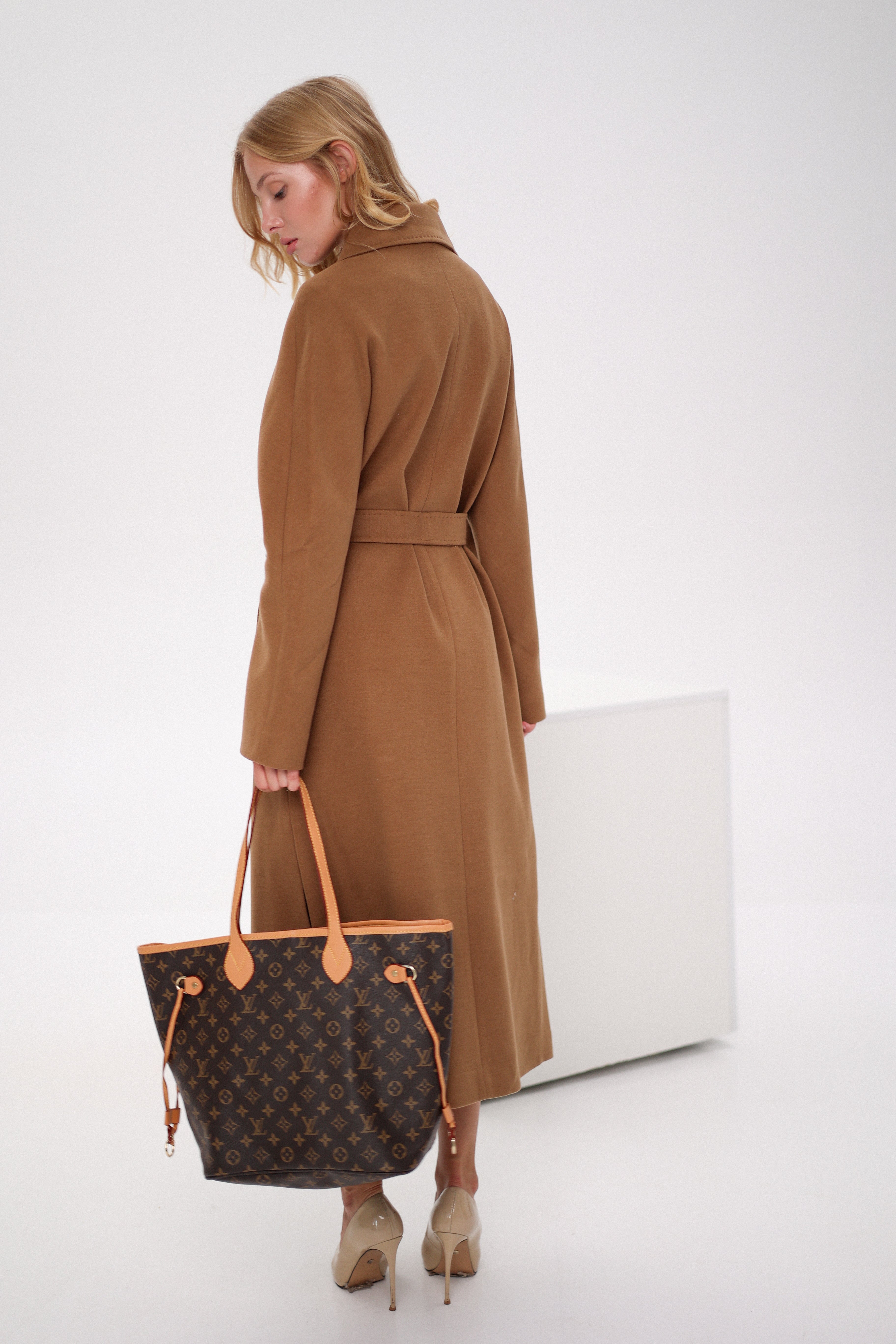 Cambridge Comfort Wraparound Wool Cashmere Coat in Dark Camel - SJB-DIAMOND ELITES