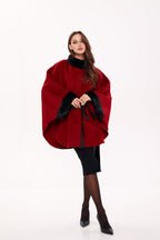 Genuine Scandinavian Mink Fur Double Face Wool Poncho - SJB-DIAMOND ELITES