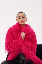 Faux Ostrich Effect Fur Coat - SJB-DIAMOND ELITES