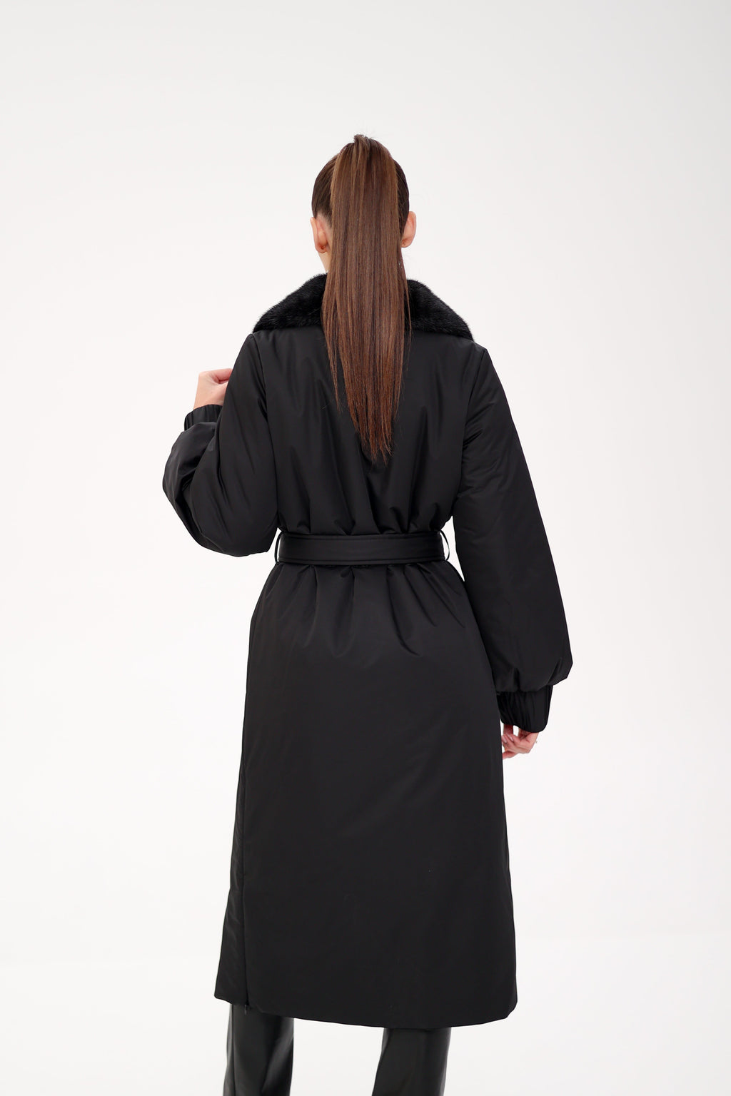 Genuine Mink Fur Real Python Leather Trim Coat - SJB-DIAMOND ELITES
