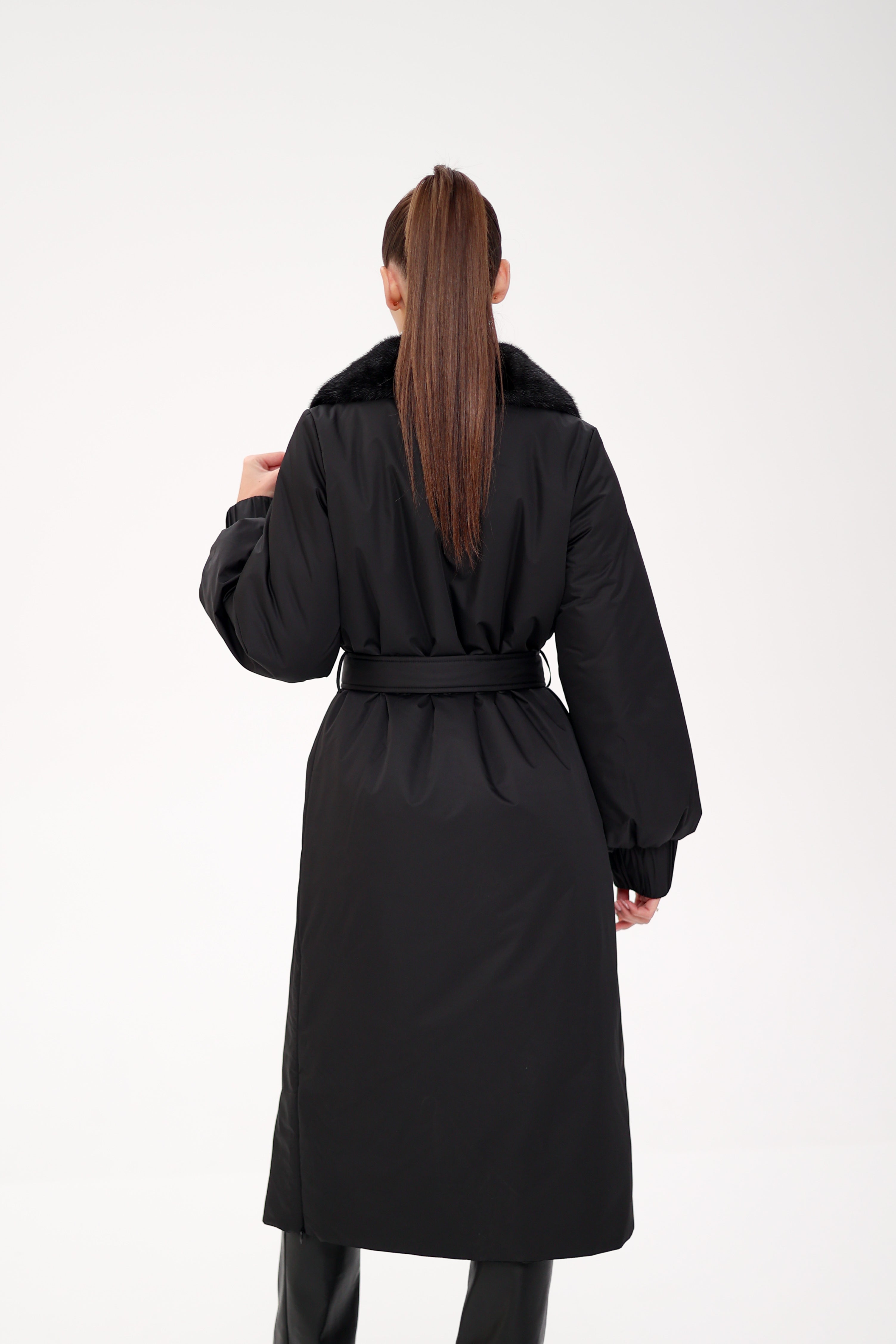 Genuine Mink Fur Real Python Leather Trim Coat - SJB-DIAMOND ELITES