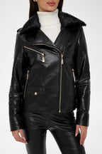 Genuine Mink Fur Embossed Leather Jacket - SJB-DIAMOND ELITES