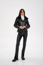 Genuine Mink Fur Embossed Leather Jacket - SJB-DIAMOND ELITES