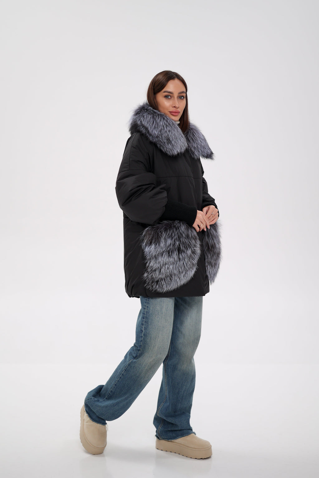 Genuine Silver Fox Down Fill Coat - SJB-DIAMOND ELITES