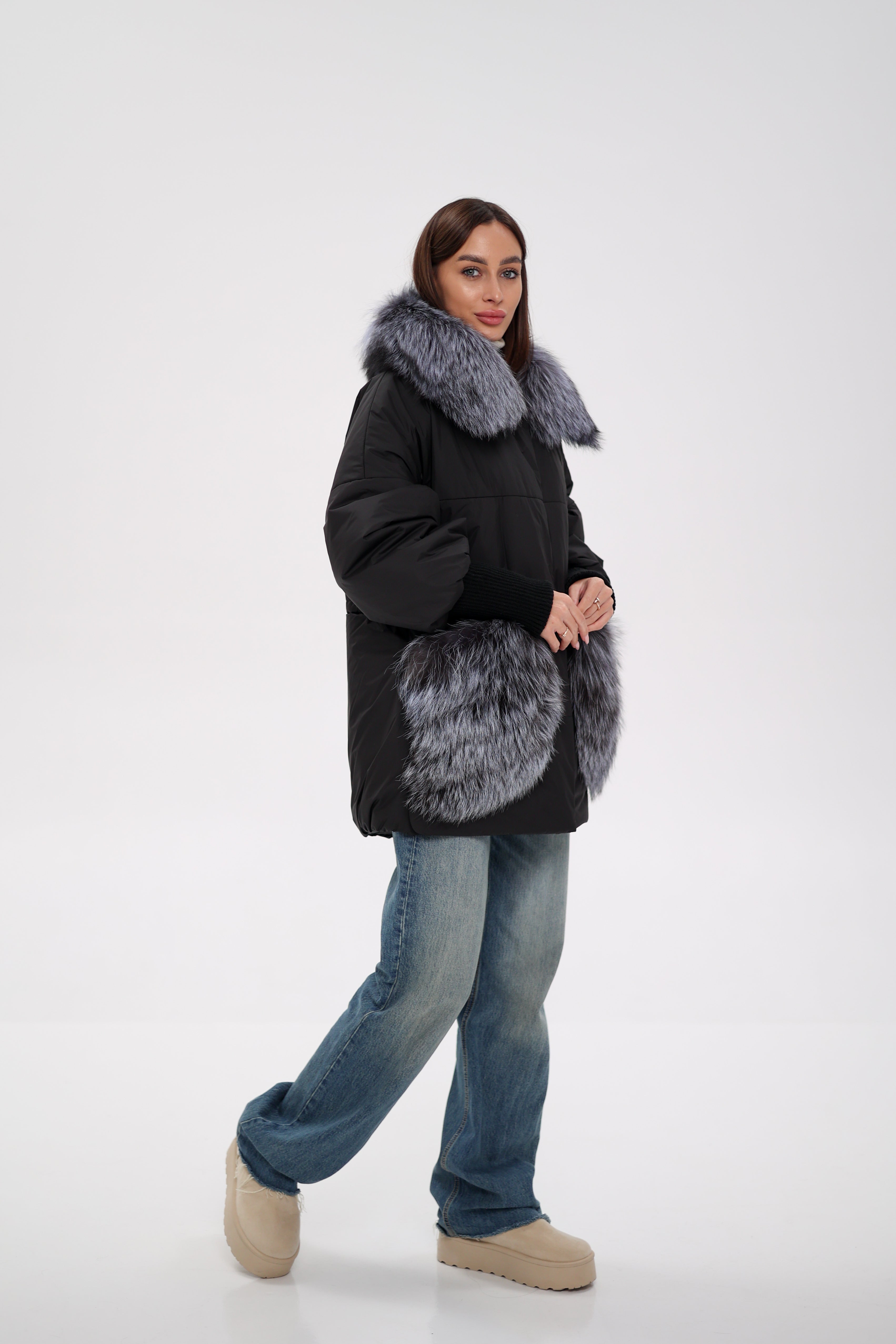 Genuine Silver Fox Down Fill Coat - SJB-DIAMOND ELITES