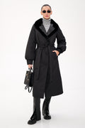 Genuine Mink Fur Real Python Leather Trim Coat - SJB-DIAMOND ELITES