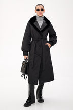 Genuine Mink Fur Real Python Leather Trim Coat - SJB-DIAMOND ELITES