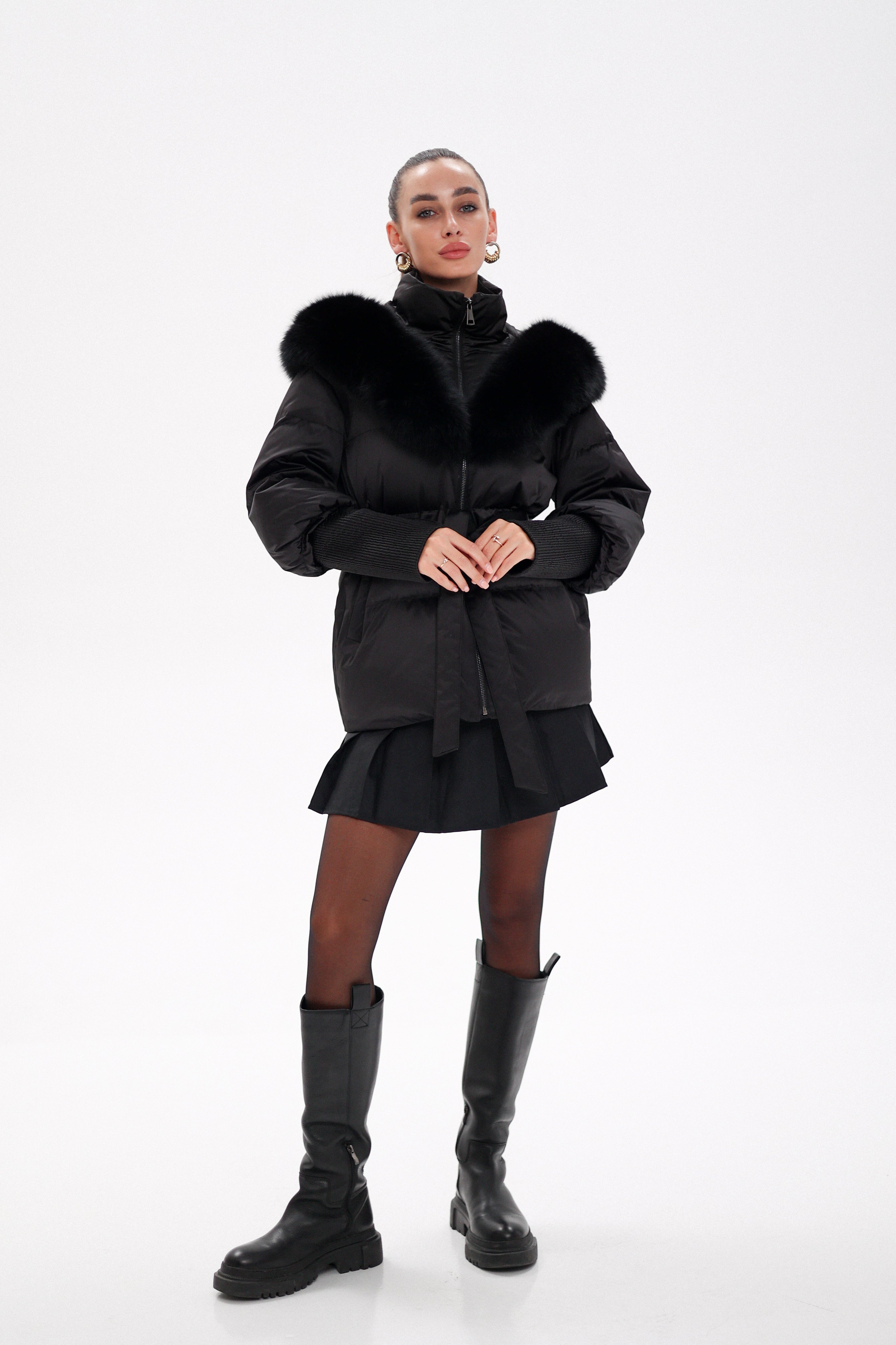 Amanda Genuine Fur Trim Down Fill Coat - SJB-DIAMOND ELITES