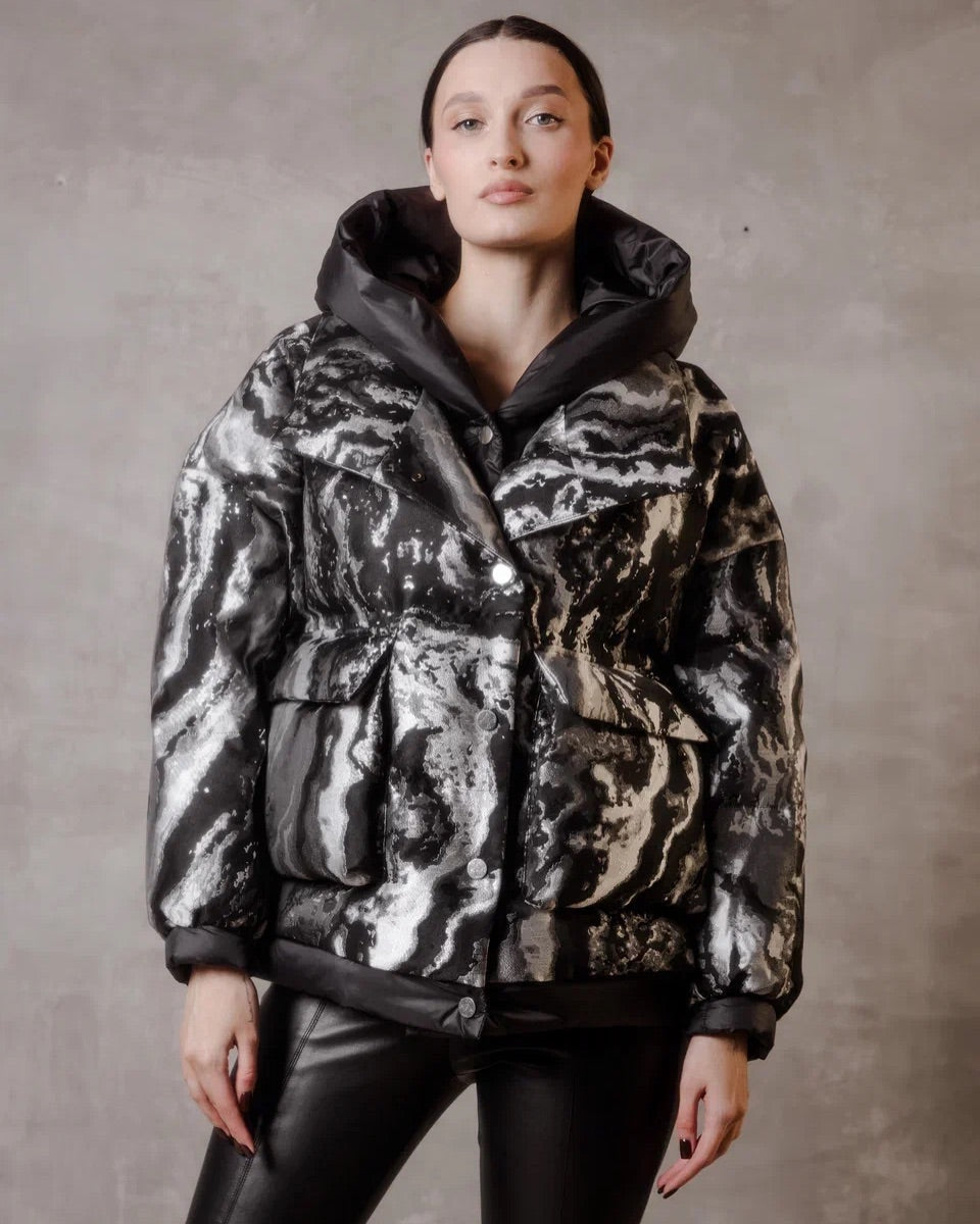 Marble Jacquard Down Fill Coat - SJB-DIAMOND ELITES