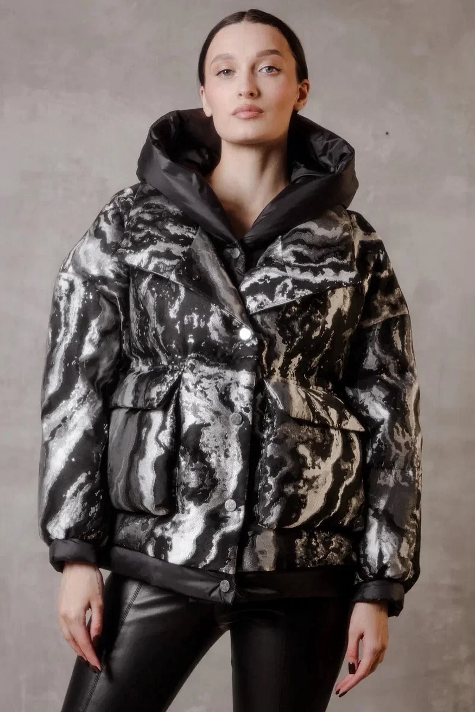 Marble Jacquard Down Fill Coat - SJB-DIAMOND ELITES