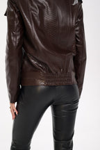 Genuine Mink Fur Embossed Leather Jacket - SJB-DIAMOND ELITES