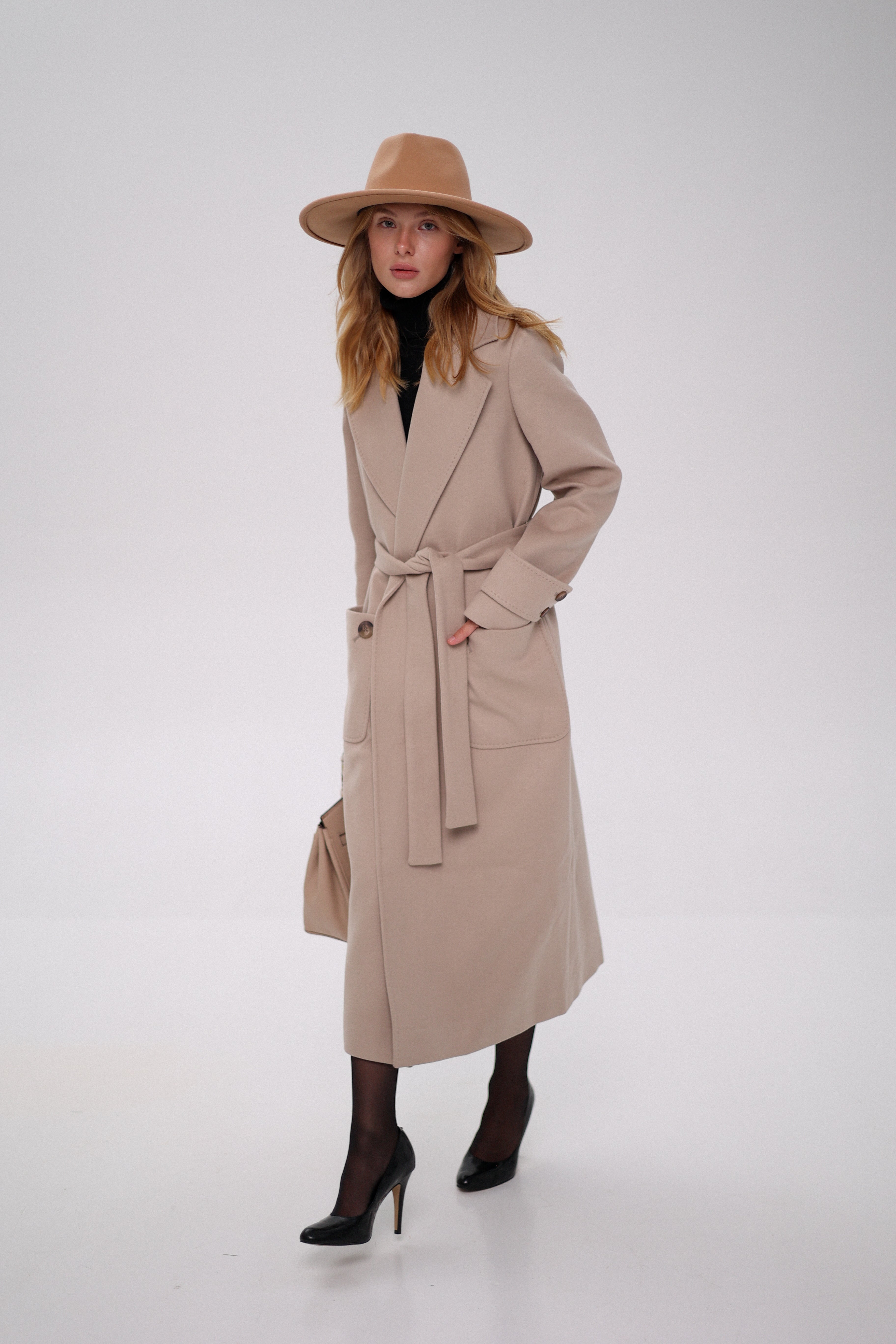 Eliza Classic Cashmere Wool Blend Overcoat in Nude - SJB-DIAMOND ELITES