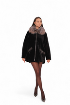 Palermo Genuine Astrakhan Silver Fox Trim Coat - SJB-DIAMOND ELITES