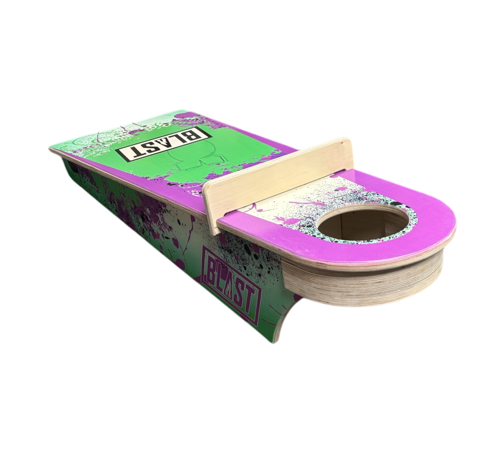 Trainer board with blocker blastcornhole