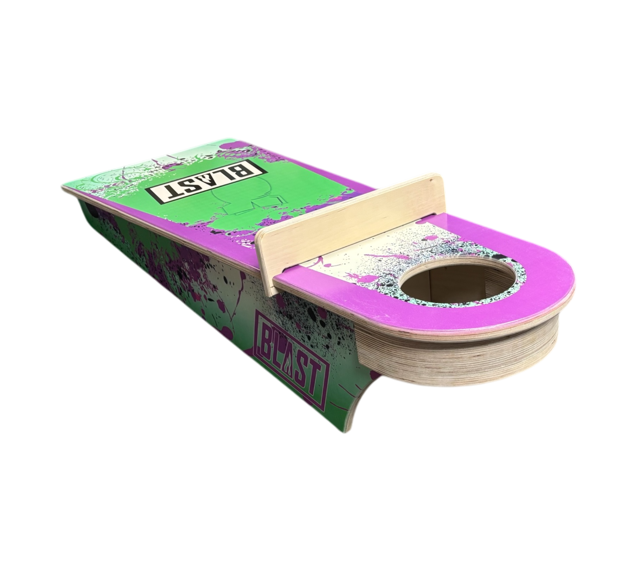 Trainer board with blocker blastcornhole
