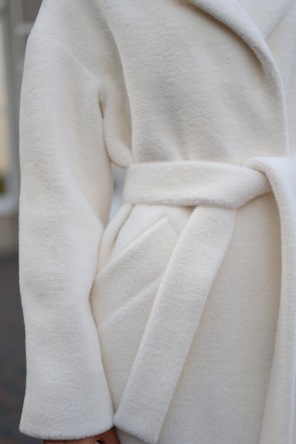 Eco Fur Wool Blend Coat in White - SJB-DIAMOND ELITES