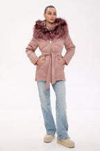 Genuine Silver Fox Fur Trim Down Insulated Parka - SJB-DIAMOND ELITES