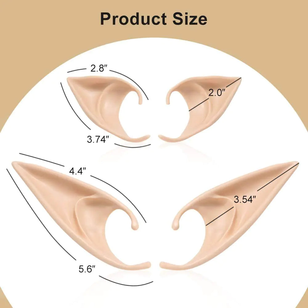 FRESHME Short Fairy Cosplay Ears - 1 Pairs Elf Pixie Soft Pointy Evil Ears Costume Makeup for Christmas Renaissance LARP Cosplay Accessories, Party Photo Props B - Short Elf Ears(1 Pair)
