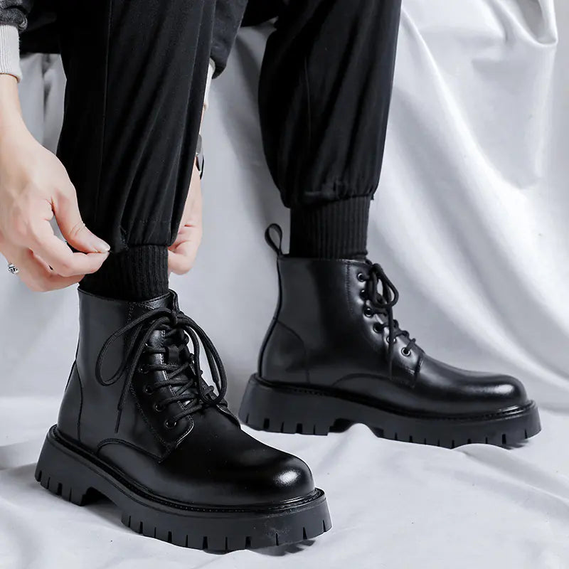 Men's Chelsea Ankle Boots - High-Top Leather Martin Boot Pi-Mart