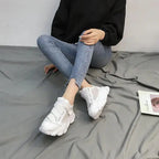 Velcro Platform Sneakers, Dad Shoes, White Casual Shoes