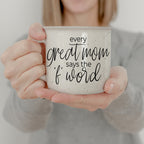 14.5oz Ceramic Campfire Mug - Every Great Mom Says, Speckled Ivory Double-Sided BandsCo Straps