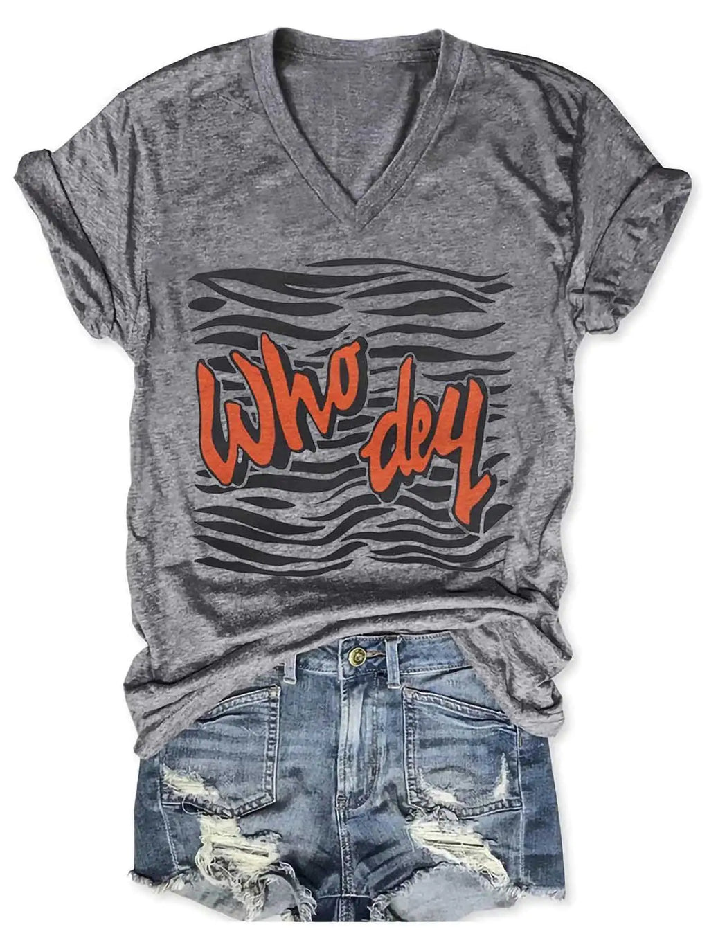 Women Who Dey Tiger V-Neck Shirt Pi-Mart
