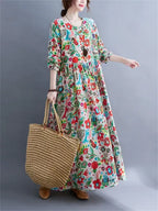 Floral Print Long Sleeve Dresses Pi-Mart
