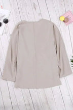 Elegant Apricot V Neck 3/4 Sleeve High Low Hem Shirt - SJB-DIAMOND ELITES
