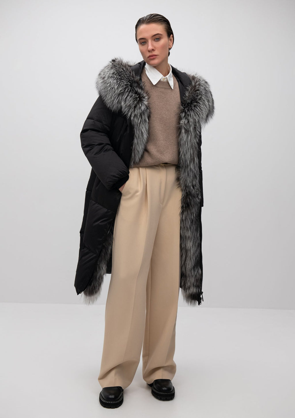 Charlotte Genuine Silver Fox Down Parka - SJB-DIAMOND ELITES