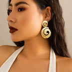 Exaggerated Big Hollowed Out Round Pendant Earrings for Women Trendy Large Drop Earrings 2025 Fashion Jewelry Accessories Female - SJB-DIAMOND ELITES