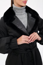 Genuine Mink Fur Real Python Leather Trim Coat - SJB-DIAMOND ELITES