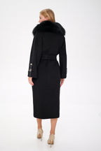 Derby Genuine Polar Fox Textured Cashmere Wool Coat - SJB-DIAMOND ELITES
