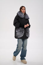 Genuine Silver Fox Down Fill Coat - SJB-DIAMOND ELITES